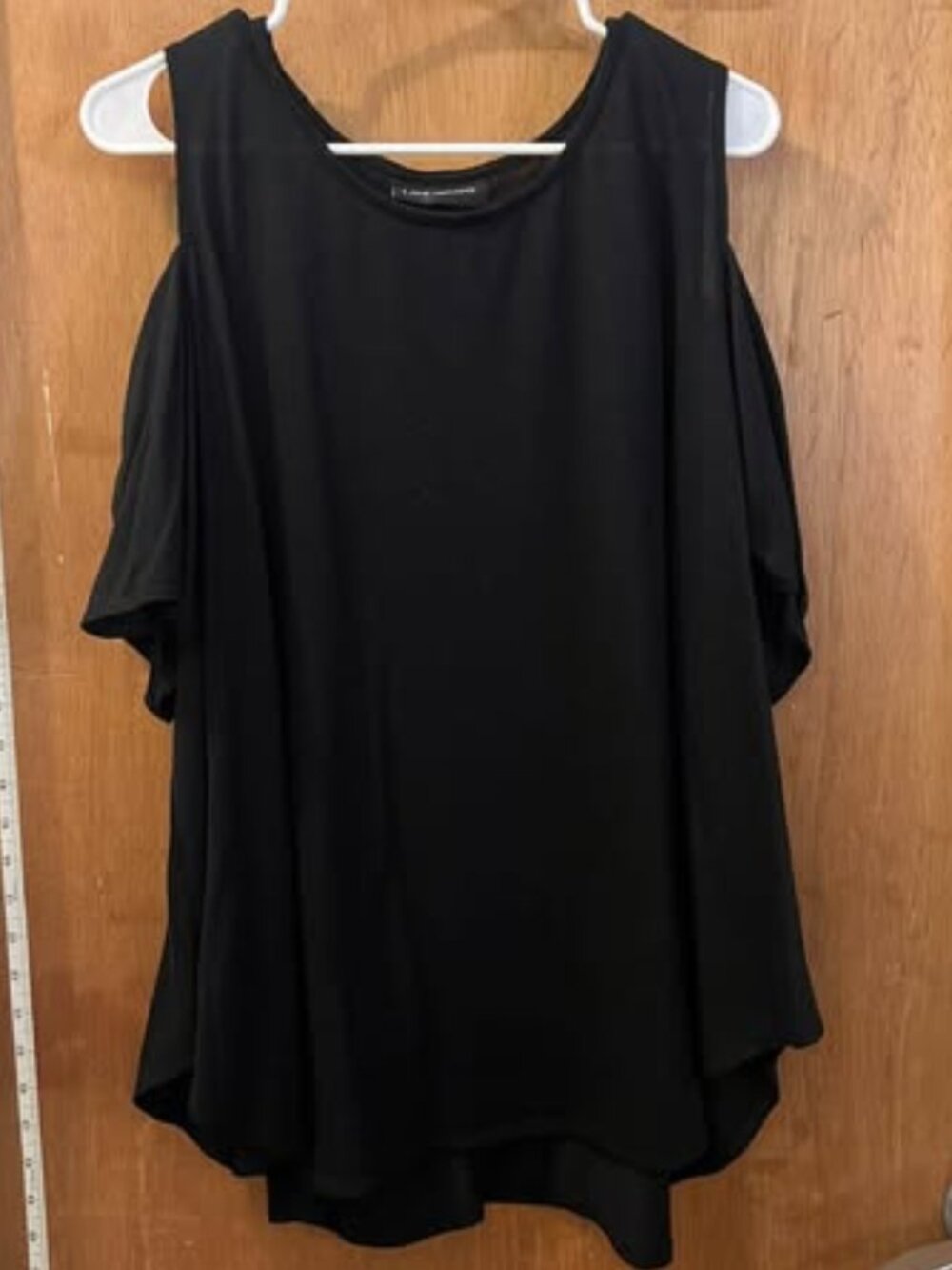 Size 22/24 - Lane Bryant - Black Short Sleeve Cold-Shoulder Knit Pullover